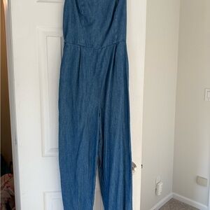Blue Denim Strapless Jumpsuit
